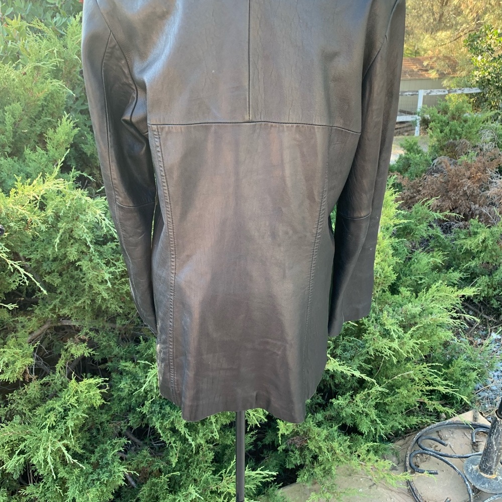 Lady Hathaway long line vintage black leather blazer jacket - Picture 9 of 9